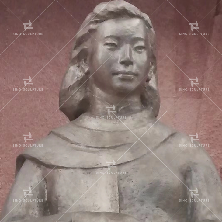 details of the cupronickel cast Chinese heroine statue