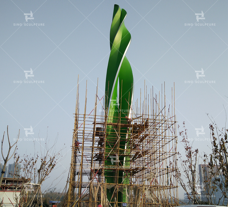 coated forged stainless steel sculpture installation