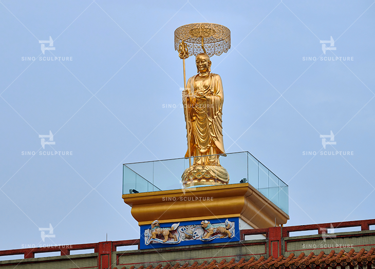 After installation of the bronze casting Buddha statue in Temple