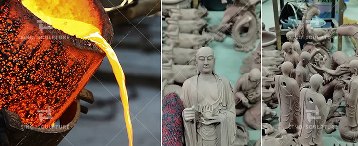 Bronze casting process of the Buddha statuette 