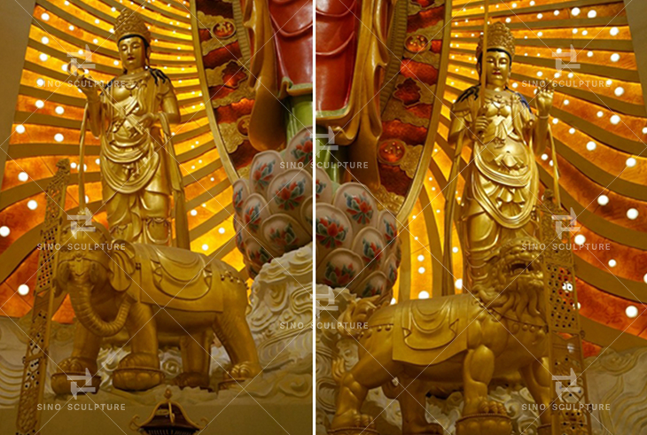 large standing golden bronze Buddha statues
