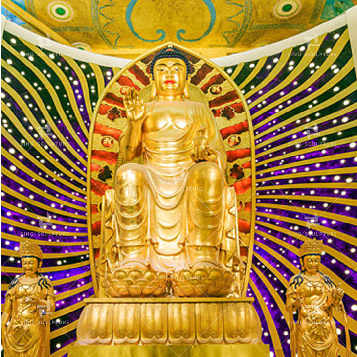 Large gold hand-forging bronze Buddha sculpture
