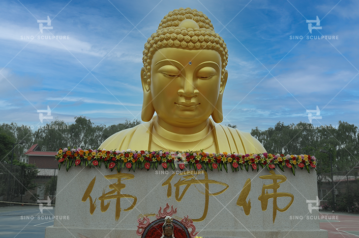 Bronze Buddha Head Bust