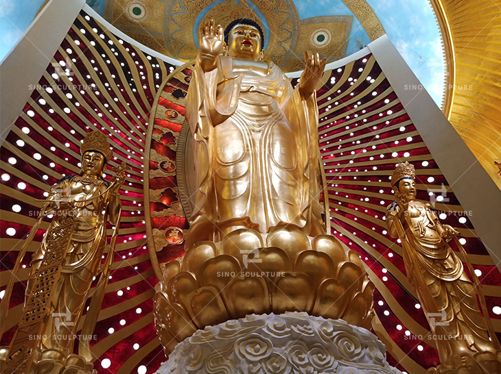 Indoor standing of the Anitbh Bronze Buddha sculpture