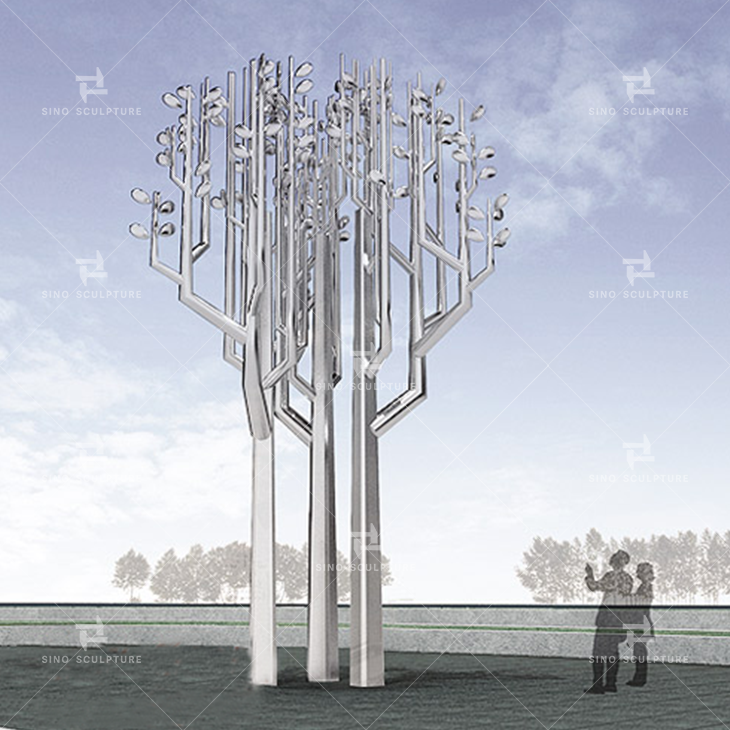 Designing of the steel artwork - Fire Tree with Silver Flower