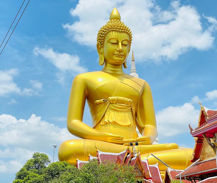 golden bronze buddha statue,The giant Buddha statue of Wat Paknam Phasi, Bangkok Thailand