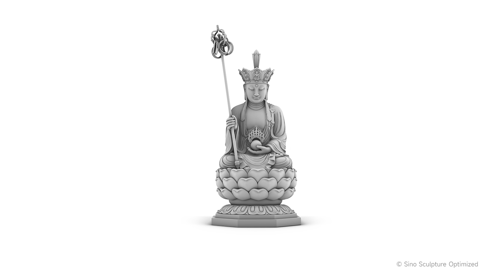3D model of the gold leaf bronze sitting Ksitigarbha Bodhisattva Statue