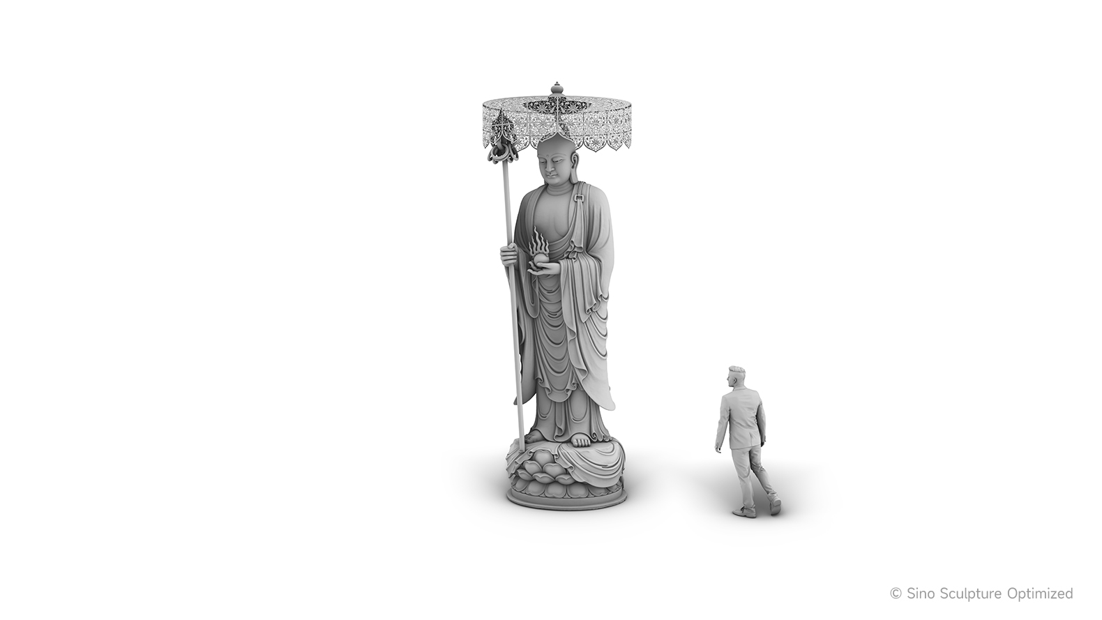 3D model of the gold leaf bronze casting Buddha statue for KMSPKS, Singapore