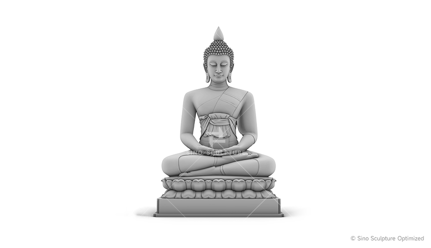 The 3D design of the gild bronze Buddha statue