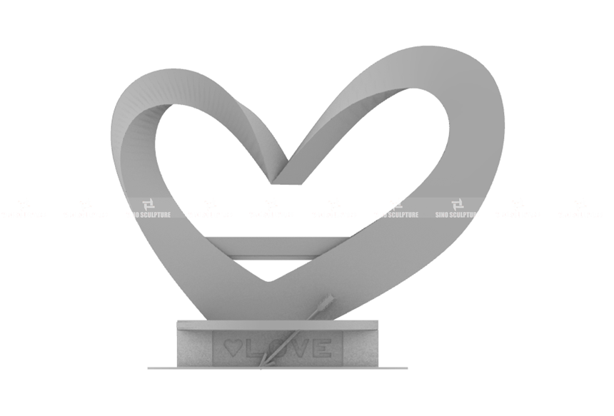 forged stainless steel heart sculpture 3D model