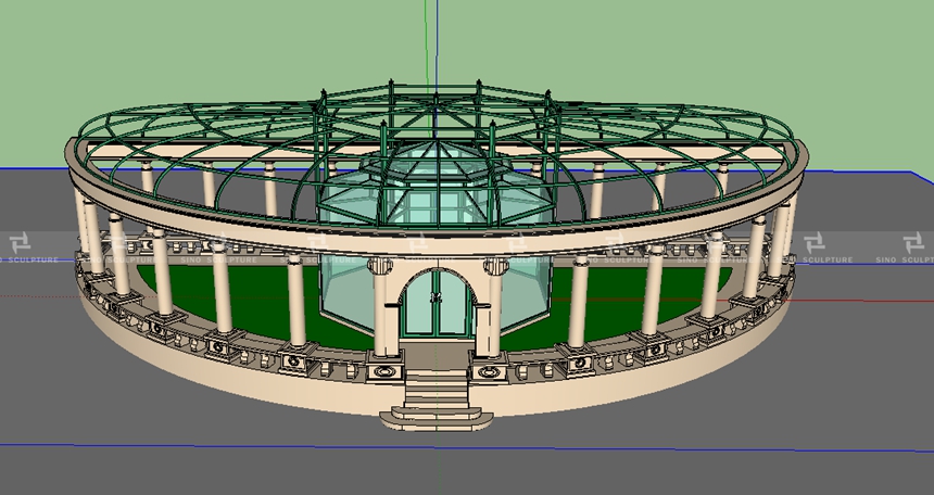 3D Rendering of the gazebo dome in stainless steel 