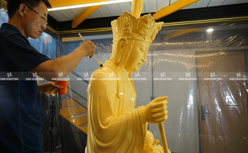 Gold-Leaf-Bronze-Sitting-Ksitigarbha-Bodhisattva-Statue-Primer-Glue Gold-Leaf-Bronze-Sitting-Ksitigarbha-Bodhisattva-Statue-Primer-Glue