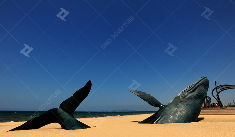 bronze whale sculpture