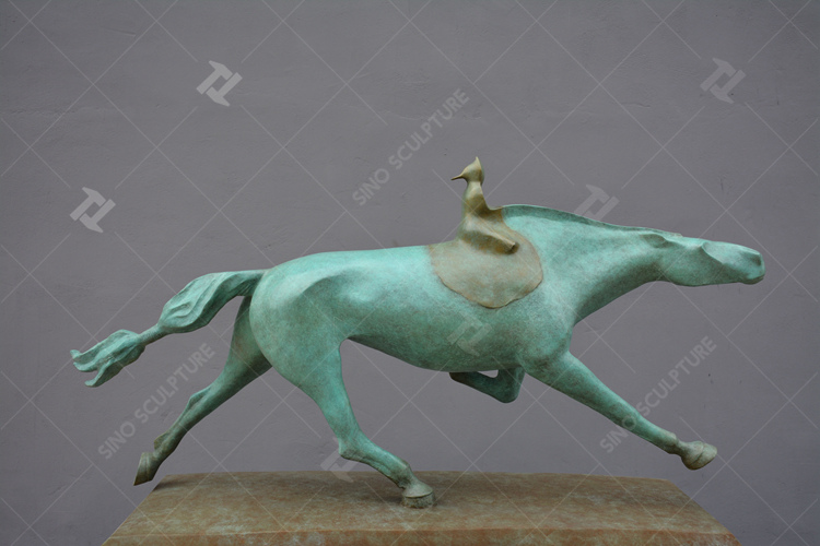 Patinated bronze horse sculpture