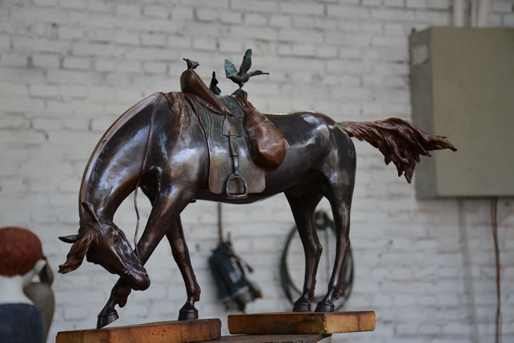 Cast Bronze War Horse Sculpture