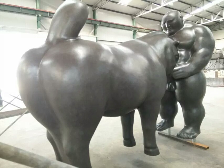 Completed Bronze Casting Horse and Man Monument