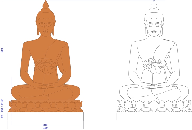 Sketches of the Buddha statue