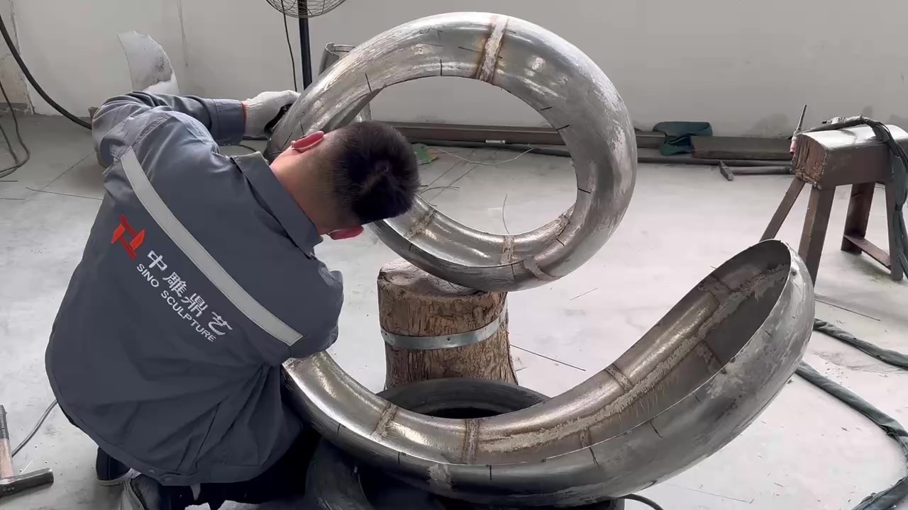 Hand forging Process during stainless steel sculpture fabrication