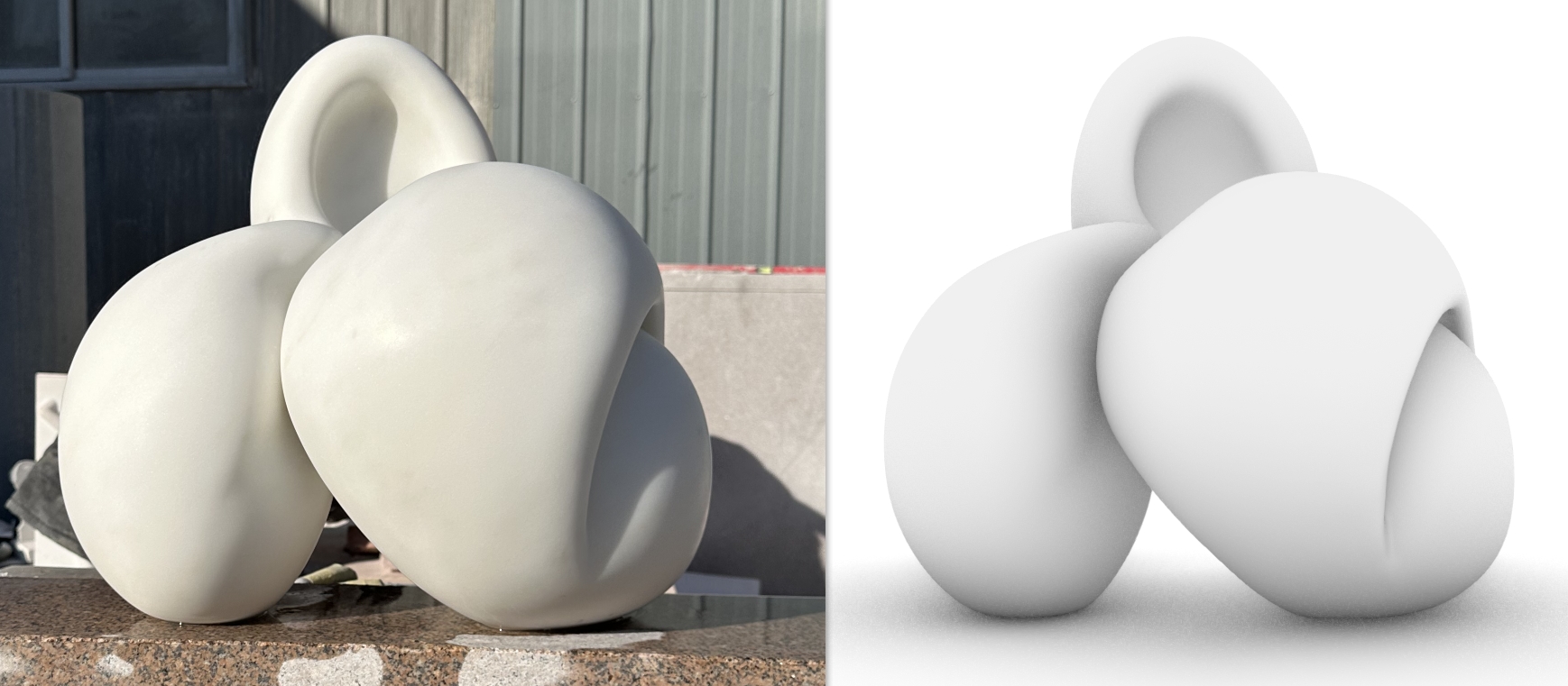 Sculptor Richard Hudson´s New Marble Sculpture with 3D Model Comparation
