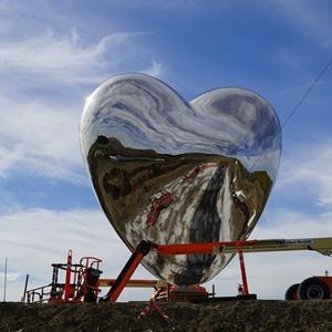 Sky Mirror Polished Stainless Steel sculptures, LOVE ME, Sonoma CA USA 