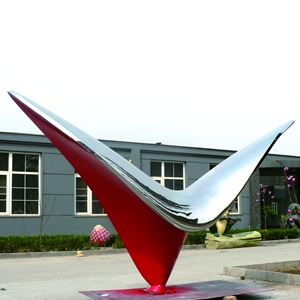 Lacquer and Mirror Polished Stainless Steel Sculpture