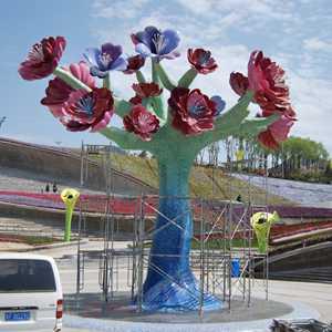 Mosaic Forged Stainless Steel Tree Sculpture