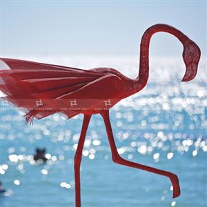 Stainless Steel Mesh Red Painted Flamingo Sculptures