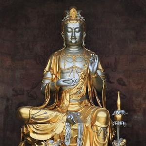 Gold Leaf Zhunti Bronze Buddha Sculpture, Large Guanyin Bodhisattva Statue