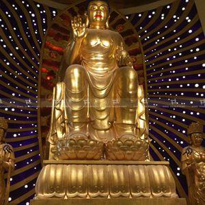 Gold leaf bronze Bhaisajyaguru sculpture, Medicine Buddha
