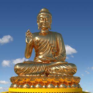 Custom gold leaf bronze cast Buddha statue