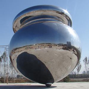 Mirror Polished Stainless Steel Spinning Top Sculpture