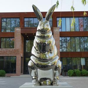 Mirror polished stainless steel Rabbit sculpture, animal sculptures