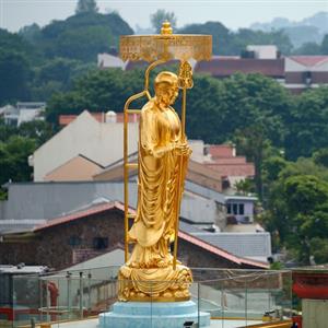 Custom Gold Leaf Bronze Ksitigarbha Bodhisattva Sculpture