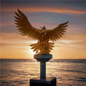 Large Forging Bronze Falcon Sculpture in Jeddah, Saudi Arabia