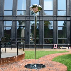 Mirror steel contemporary sculpture, Drip by Richard Hudson