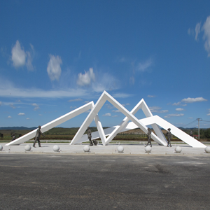 Carbon steel sculpture with lacquered 