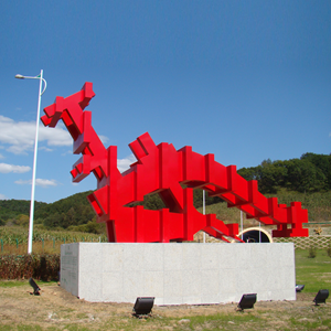 Carbon steel sculpture with painted coated