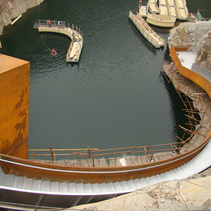 Curved Steel Structure Sculpture, Rust Steel Punk For Quarry Garden In Shanghai Botanical Garden