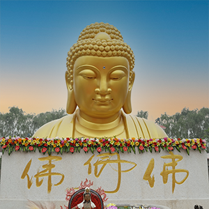 Golden Paint Bronze Buddha Head Bust Statue