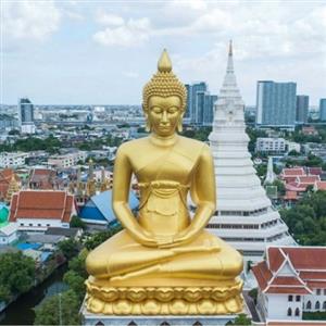 Custom Bronze Buddha Statue in Wat Paknam Bhasicharoen, Bangkok, Thailand