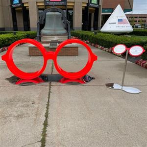 Red Paint Stainless Steel  Urban Glasses Sculpture