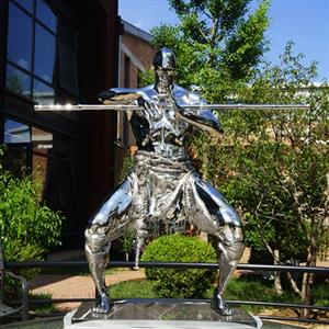 Mirror Stainless Steel Chinese Ancient Warrior by Sculptor Ren Zhe