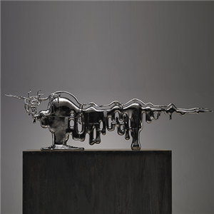 High mirror polished stainless steel sculpture  City bull