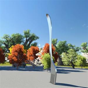 Mirror Polish Stainless Steel Fork Sculpture For Europe, Large Stainless Steel Fork Sculpture Art Fabrication