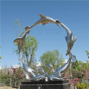 Mirror Polish Stainless Steel Dolphin Sculptures ,casting Bronze Foudnry In Beijing
