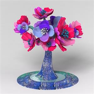 Flower tree stainless steel sculpture with painted surface