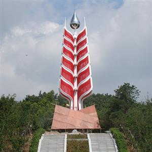 Monumental stainless steel sculpture with colour painted