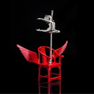 Custom Mirror Stainless Steel Statue, The Red Chair