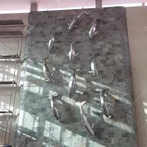 Matte Surface Stainless Steel Dolphin Sculpture For Hotel Decoration