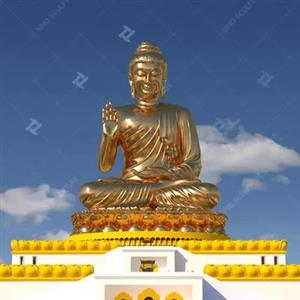 Hand Forged Large Bronze Buddha Statue Gilded Surface For Temple